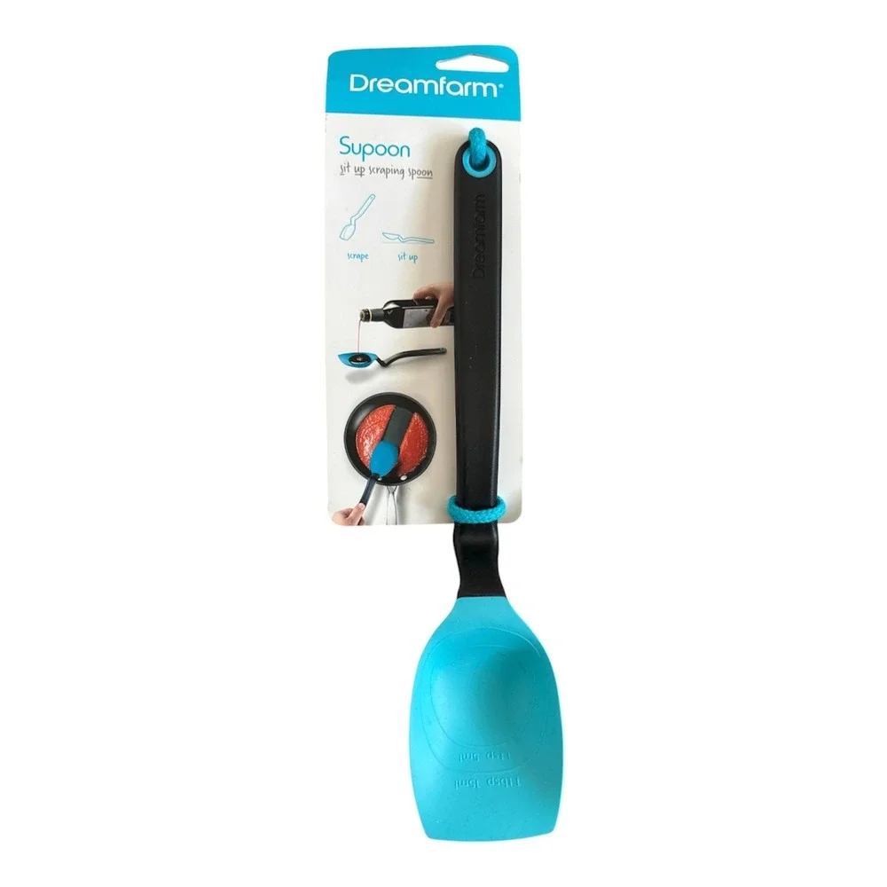 DREAMFARM Supoon SitUp Scraping Spoon Blue Silicone Measuring KitchenUtensil NEW